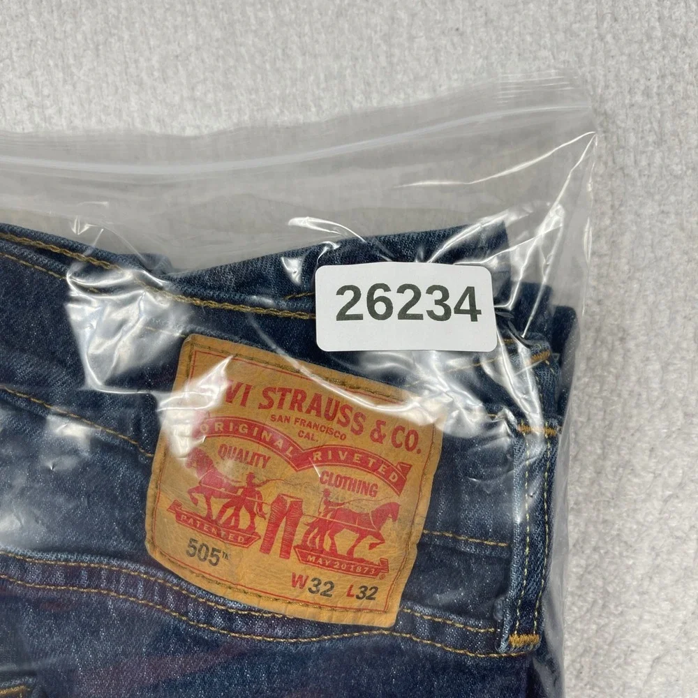 Levis 505 Jeans Mens 32x32 (Fit 32x30) Blue Regular Straight Leg Denim Classic